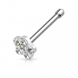 Piercing nez droit 0,8mm 33 - Fleur cristaux transparents