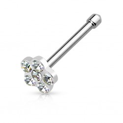 Piercing nez droit 0,8mm 33 - Fleur cristaux transparents