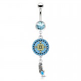 Piercing nombril attrape rêve 13 - Style antique pendant gris