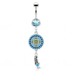 Piercing nombril attrape rêve 13 - Style antique pendant gris