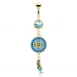 Piercing nombril attrape rêve 13 - Style antique pendant jaune