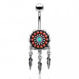 Piercing nombril attrape rêve 12 - Style antique A gris