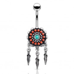 Piercing nombril attrape rêve 12 - Style antique A gris