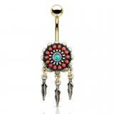 Piercing nombril attrape rêve 12 - Style antique A jaune