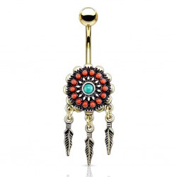 Piercing nombril attrape rêve 12 - Style antique A jaune