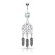 Piercing nombril attrape rêve 09 - Trois plumes cristal transparent