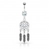 Piercing nombril attrape rêve 09 - Trois plumes cristal transparent