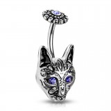 Piercing nombril gothique 03 - Chat aux yeux bleus