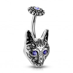 Piercing nombril gothique 03 - Chat aux yeux bleus