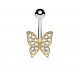 Piercing nombril papillon multistrass jaune (108)