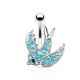 Piercing nombril hirondelle strass bleu-clair (165)