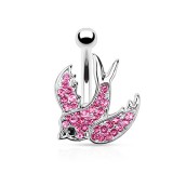 Piercing nombril hirondelle strass bleu-clair (165)