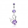 Piercing nombril cygne avec zircone rond lilas (15)