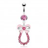 Piercing nombril noeud papillon 14 - Rose et cercle rose