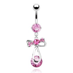 Piercing nombril noeud papillon 16 - Imaginaire rose