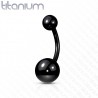 Banane piercing nombril double boule titane noir