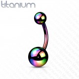 Banane piercing nombril double boule titane rainbow