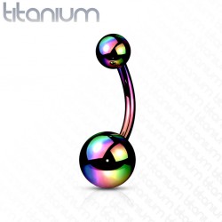 Banane piercing nombril double boule titane rainbow
