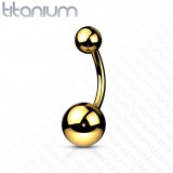 Banane piercing nombril double boule titane jaune