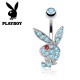 Piercing nombril Playboy 03 - Lapin bleu-clair