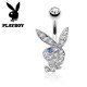 Piercing nombril Playboy 03 - Lapin transparent oeil bleu
