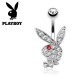 Piercing nombril Playboy 03 - Lapin transparent oeil rouge