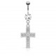 Piercing nombril croix 32 - Multistrass grise