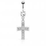 Piercing nombril croix 32 - Multistrass grise