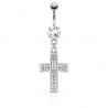 Piercing nombril croix 32 - Multistrass grise