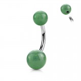 Piercing nombril pierre semi-précieuse 10 - Deux boules en aventurine jade