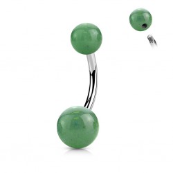 Piercing nombril pierre semi-précieuse 10 - Deux boules en aventurine jade