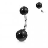 Piercing nombril pierre semi-précieuse 10 - Deux boules en agate noire