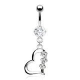 Piercing nombril coeur 31 - Trois fleurs transparentes