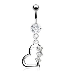 Piercing nombril coeur 31 - Trois fleurs transparentes