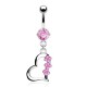 Piercing nombril coeur 31 - Trois fleurs roses