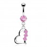 Piercing nombril coeur 31 - Trois fleurs roses