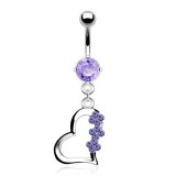 Piercing nombril coeur 31 - Trois fleurs lilas