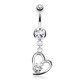 Piercing nombril coeur 73 - Creux zircone transparent
