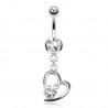 Piercing nombril coeur 73 - Creux zircone transparent