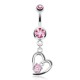 Piercing nombril coeur 73 - Creux zircone rose