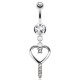Piercing nombril coeur 74 - Creux strass transparents