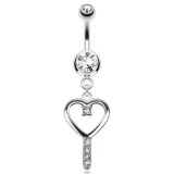 Piercing nombril coeur 74 - Creux strass transparents