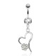 Piercing nombril coeur 60 - Creux et fleur transparente