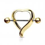 Piercing téton coeur jaune creux (35)