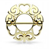 Piercing téton jaune trois coeurs (20)