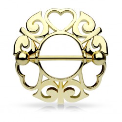 Piercing téton jaune trois coeurs (20)