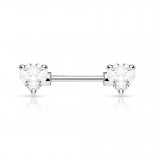 Piercing téton barbell 07 - Zircone coeur transparent