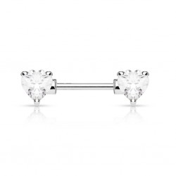 Piercing téton barbell 07 - Zircone coeur transparent