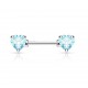 Piercing téton barbell 07 - Zircone coeur bleu-clair