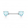 Piercing téton barbell 07 - Zircone coeur bleu-clair